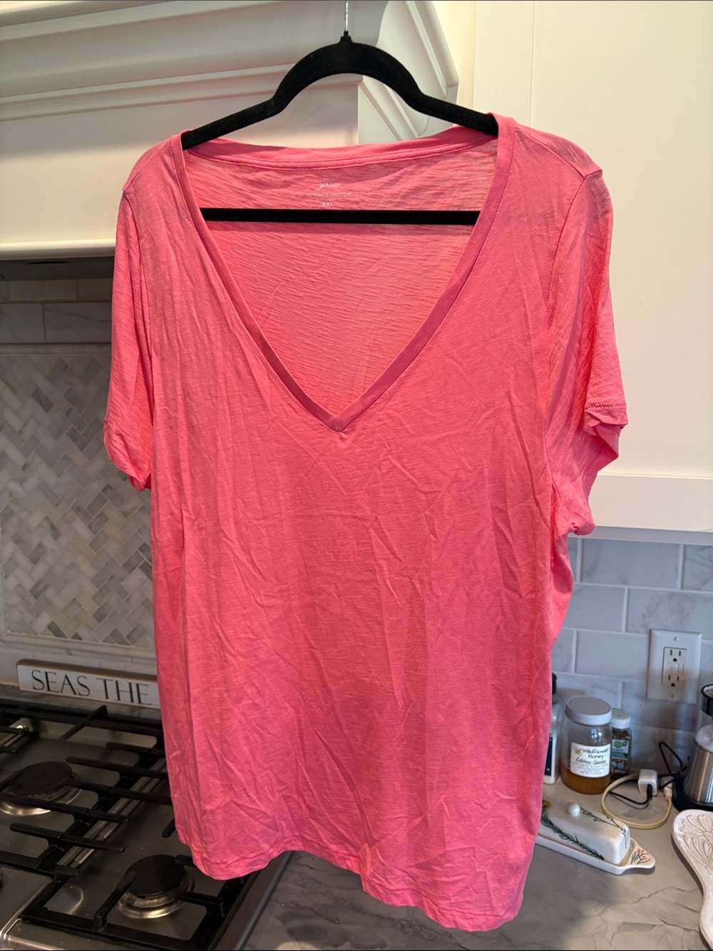 J. Crew Bright Pink V-Neck Short Sleeve Tee